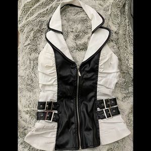 White and Black Halter Vest